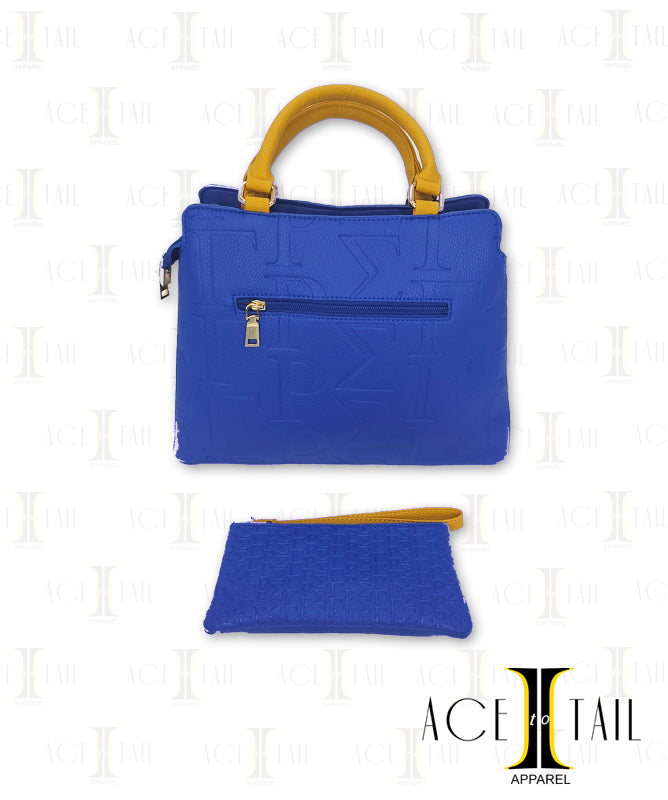 Sigma Gamma Rho Make-up-Tasche – Gelb & Blau, Geschenk Für Schwesternschaft, 23,5x17 Cm